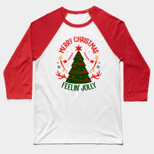 Merry Christmas Feeling Jolly Xmas Retro Vibe Style Ugly Sweater Baseball T-Shirt